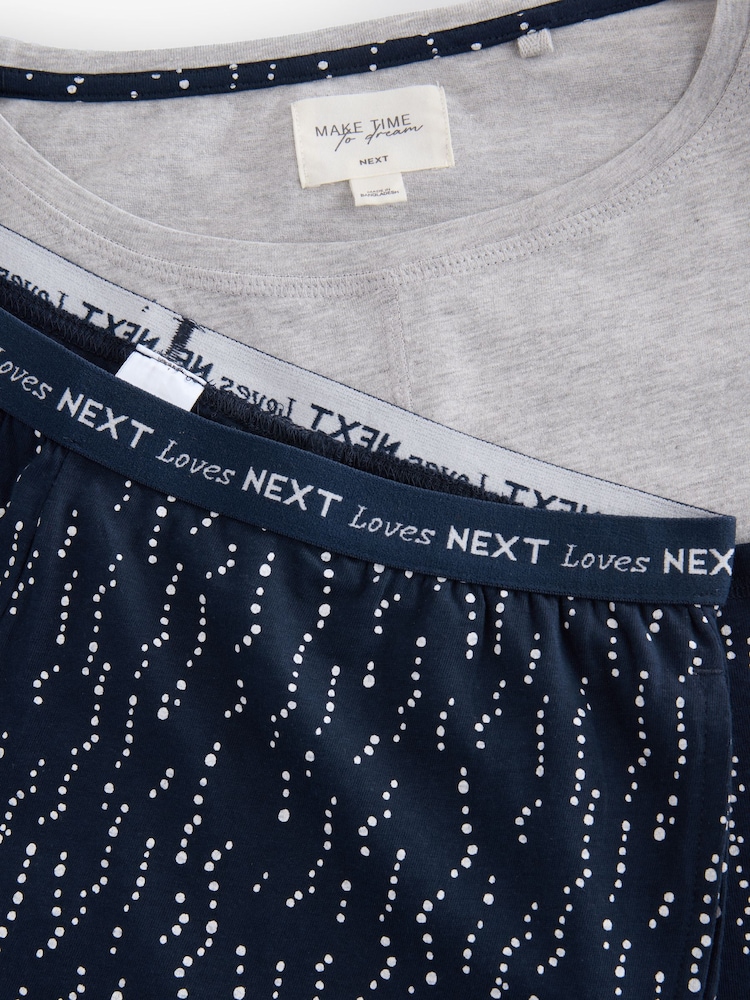 Navy Spot Short Set Pyjamas - Image 7 of 8
