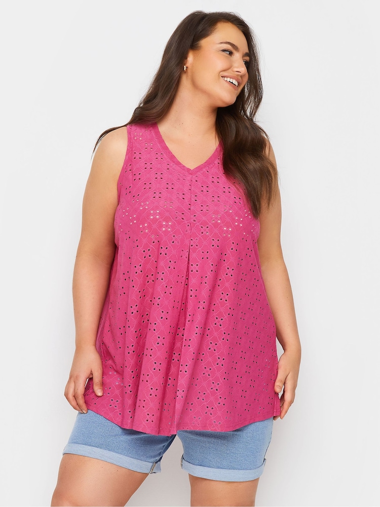 Yours Curve Blue Broderie Pleated Swing Vest 2 Pack - Image 2 of 6