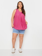Yours Curve Blue Broderie Pleated Swing Vest 2 Pack - Image 3 of 6
