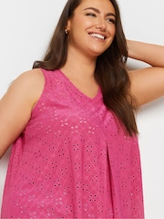 Yours Curve Blue Broderie Pleated Swing Vest 2 Pack - Image 5 of 6