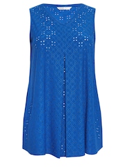 Yours Curve Blue Broderie Pleated Swing Vest 2 Pack - Image 6 of 6