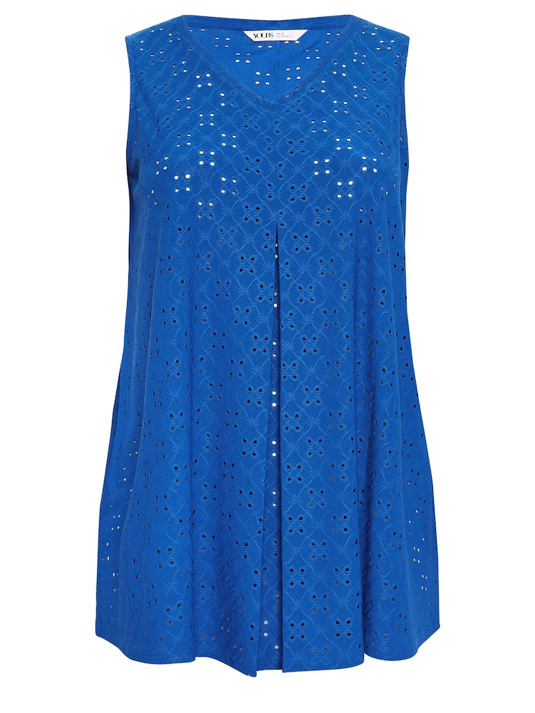 Yours Curve Blue Broderie Pleated Swing Vest 2 Pack - Image 6 of 6