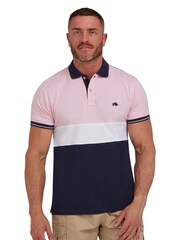 Raging Bull Pink Contrast Panel Pique Polo Shirt - Image 1 of 7
