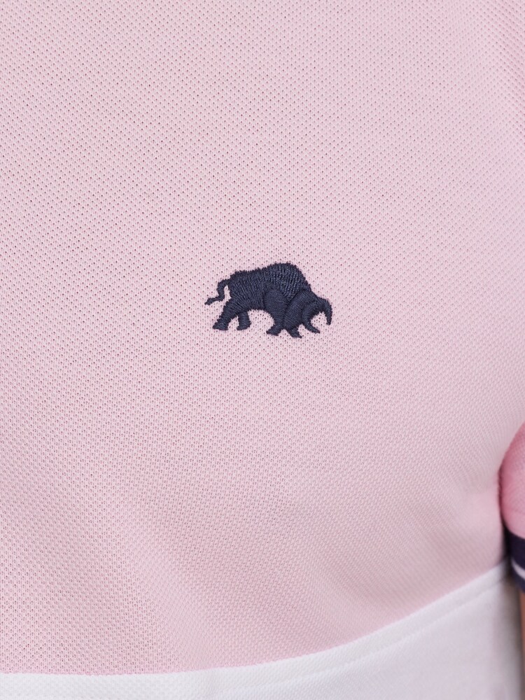 Raging Bull Pink Contrast Panel Pique Polo Shirt - Image 7 of 7