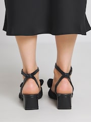 Simply Be Black Extra Wide Fit Low Heel Bow Occasion Sandals - Image 2 of 4