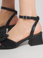 Simply Be Black Extra Wide Fit Low Heel Bow Occasion Sandals - Image 4 of 4