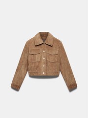 Mint Velvet Brown Suede Cropped Jacket - Image 3 of 4