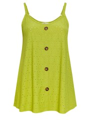 Yours Curve Green Button Front Broderie Vest - Image 5 of 5