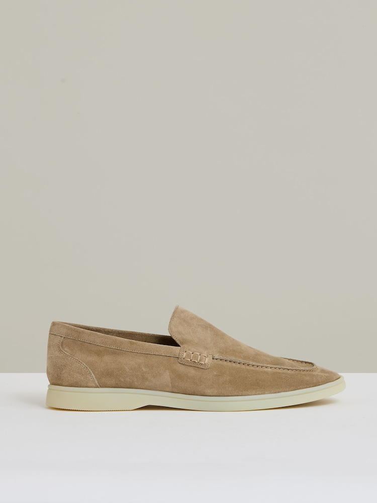 Reiss Light Stone Kason Suede Slip-On Loafers - Image 1 of 5 Reiss Light Stone Kason Suede Slip-On Loafers - Image 1 of 5