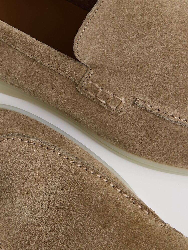 Reiss Light Stone Kason Suede Slip-On Loafers - Image 5 of 5 Reiss Light Stone Kason Suede Slip-On Loafers - Image 5 of 5