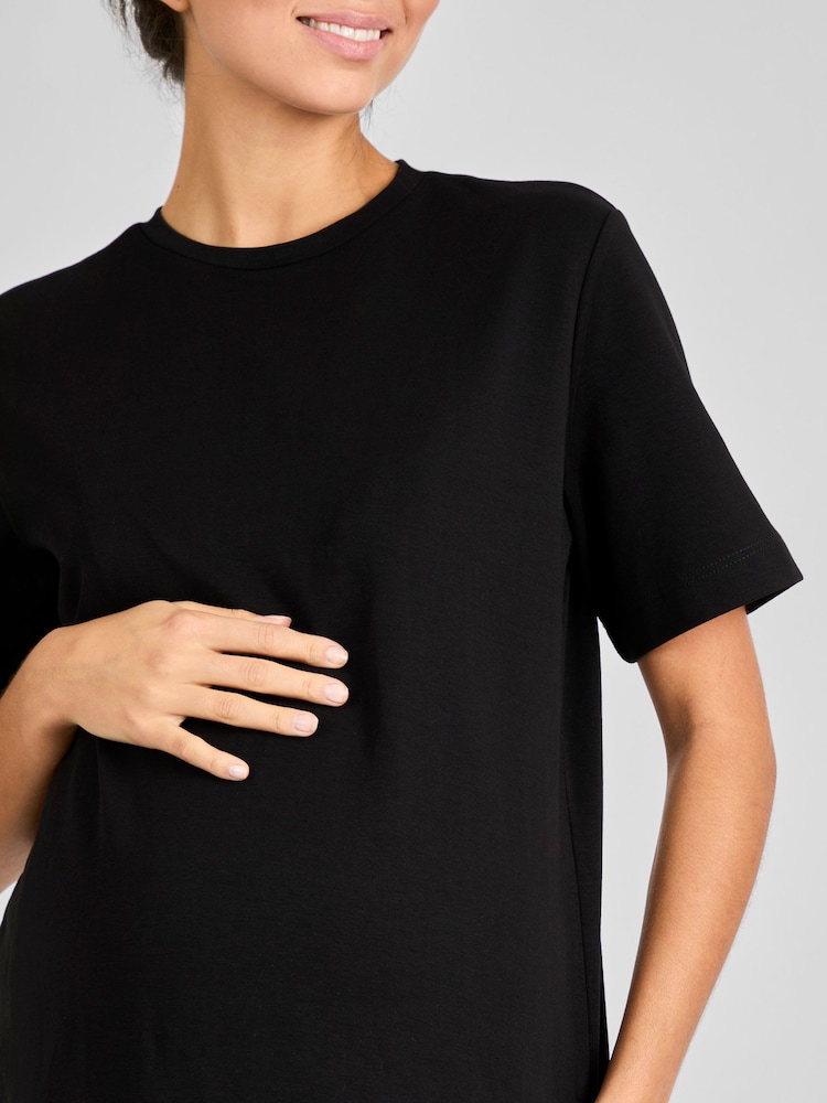 JoJo Maman Bébé Black Oversized Boyfriend Maternity T-Shirt - Image 4 of 4 JoJo Maman Bébé Black Oversized Boyfriend Maternity T-Shirt - Image 4 of 4
