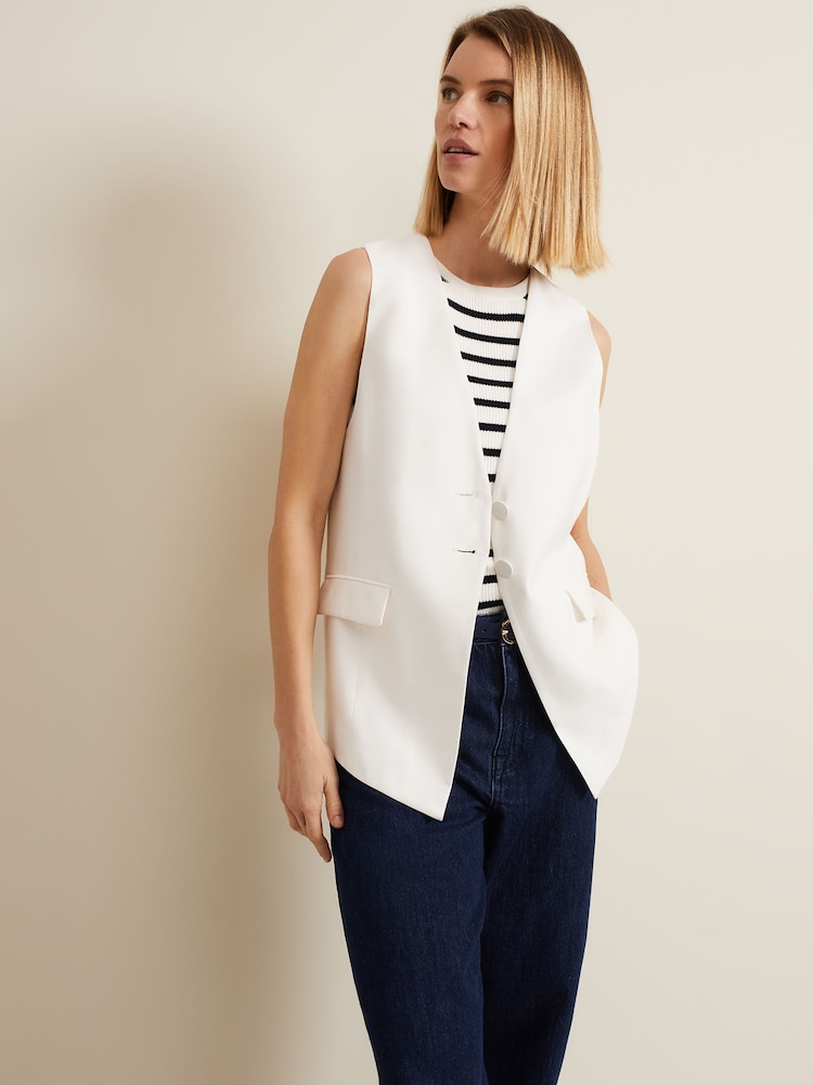 Phase Eight White Longline Inara Waistcoat - Image 1 of 7