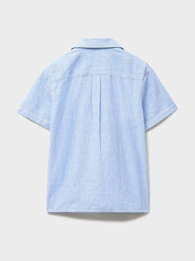 Crew Clothing Blue Linen-Blend Resort Shirt - Image 2 of 3 Crew Clothing Blue Linen-Blend Resort Shirt - Image 2 of 3