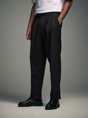 Black EDIT Wide Pinstripe Smart Trousers - Image 1 of 10