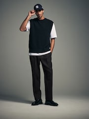 Black EDIT Wide Pinstripe Smart Trousers - Image 2 of 10