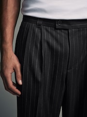 Black EDIT Wide Pinstripe Smart Trousers - Image 5 of 10