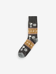 Blue/Grey Fairisle Christmas Snoopy Socks 3 Pack - Image 3 of 5