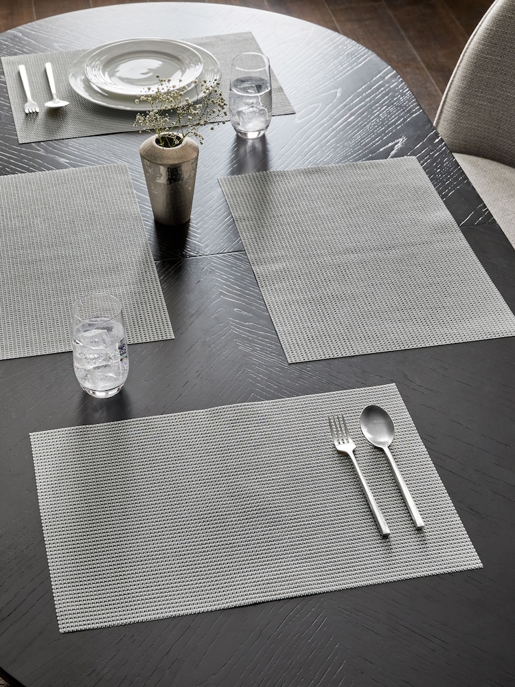 Set of 4 Grey Wipe Clean Weave Placemats - Image 1 of 2