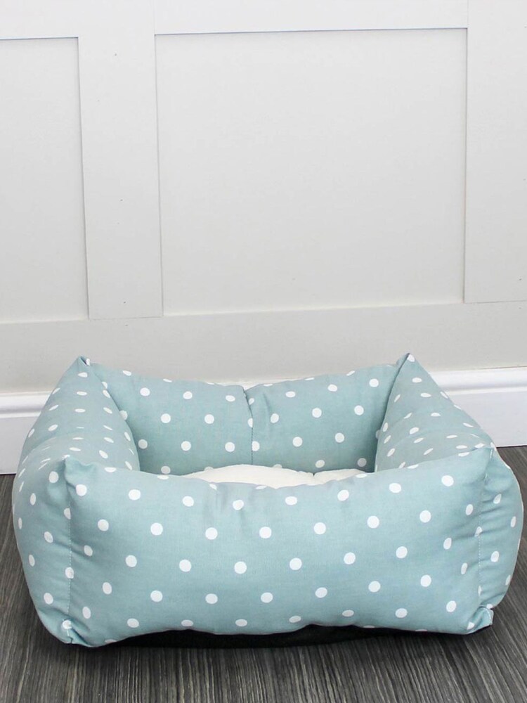 Lords and Labradors Duck Egg Spot 100% Cotton Dog Box Bed - Image 1 of 2