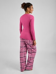 JoJo Maman Bébé Pink Check Maternity And Nursing Pyjamas Set - Image 2 of 4