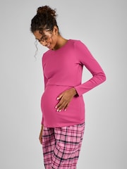 JoJo Maman Bébé Pink Check Maternity And Nursing Pyjamas Set - Image 3 of 4