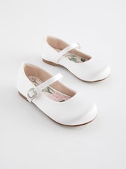 White Wide Fit (G) Flower Girl Occasion Mary Jane Shoes - Image 1 of 5