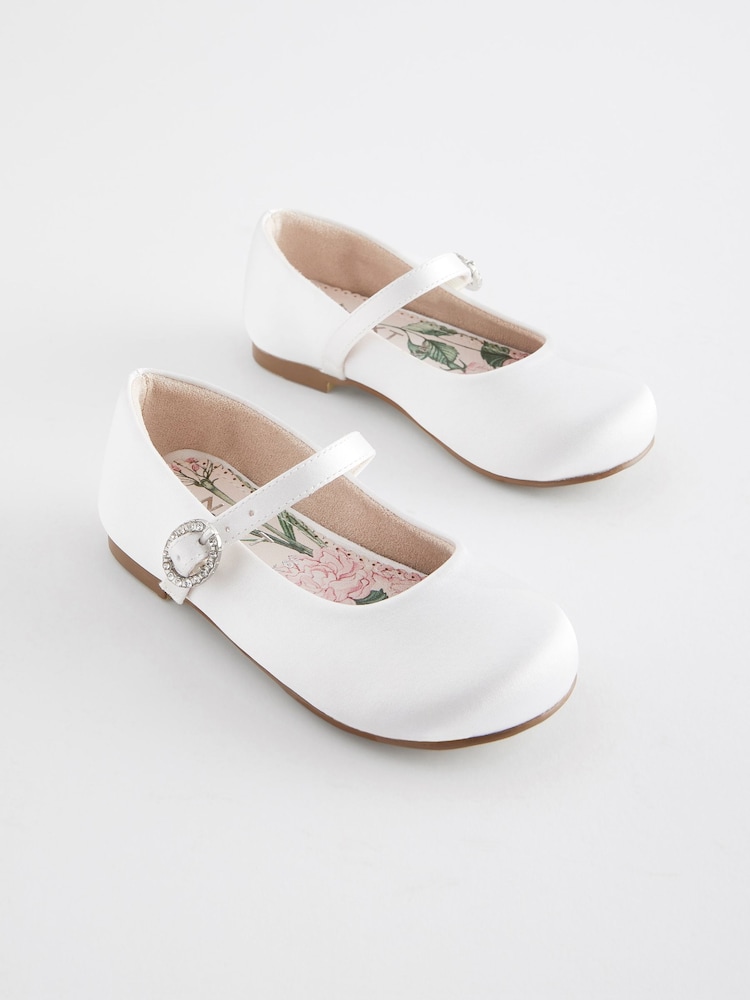White Wide Fit (G) Flower Girl Occasion Mary Jane Shoes - Image 1 of 5