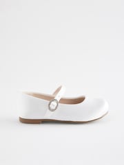 White Wide Fit (G) Flower Girl Occasion Mary Jane Shoes - Image 2 of 5