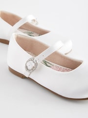 White Wide Fit (G) Flower Girl Occasion Mary Jane Shoes - Image 3 of 5