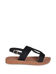 Linzi Black Knitted Larissa Sandals - Image 2 of 4