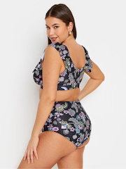 Yours Curve Black Paisley Print Frill Bikini Top - Image 3 of 5