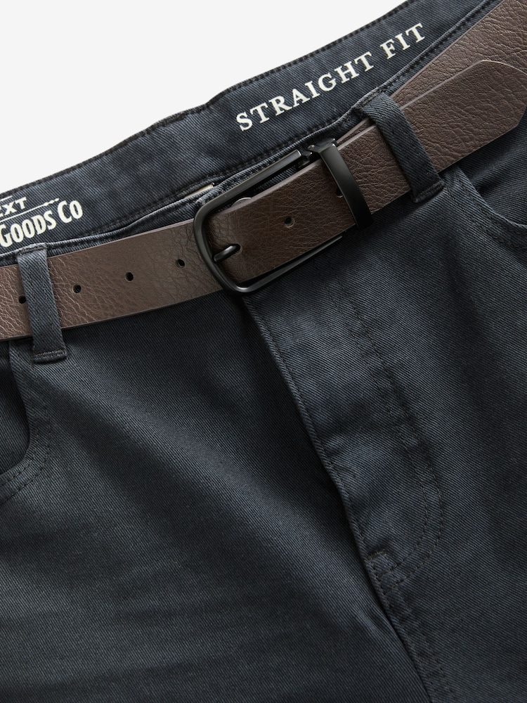 Blue Deep Straight Fit Belted Authentic Jeans - Image 7 of 9
