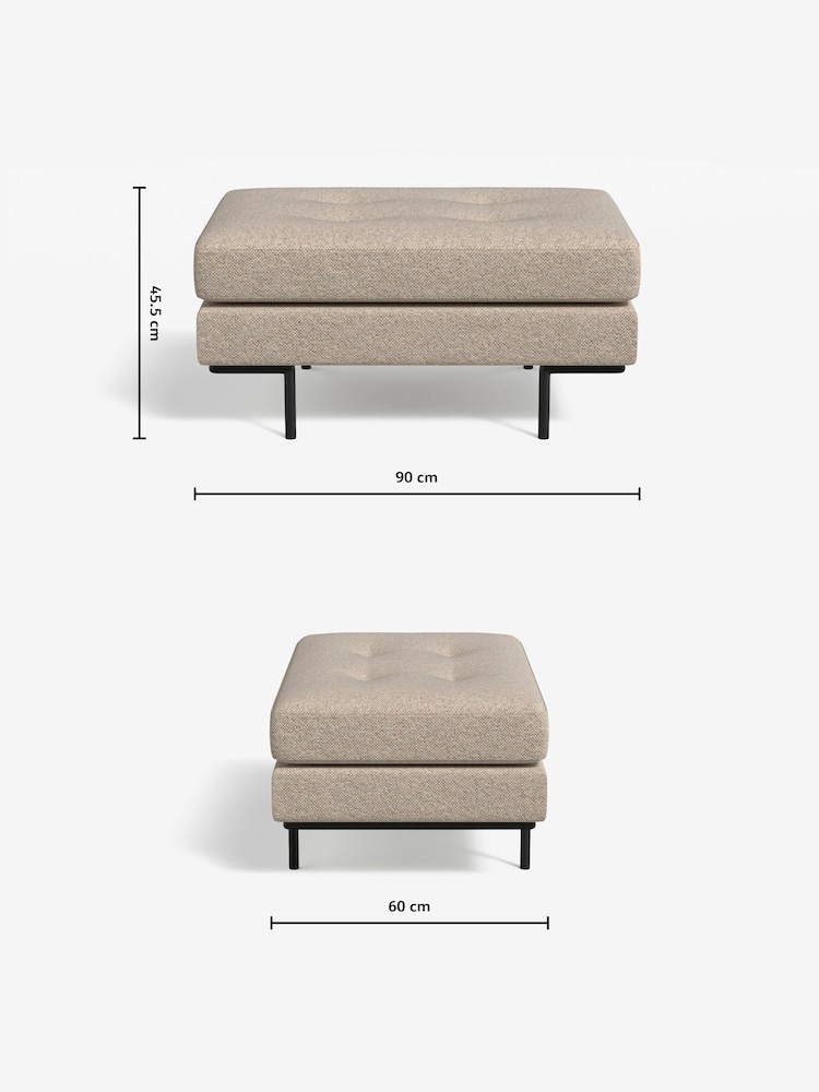 MADE.COM Basket Weave Natural Stone Harlow Footstool - Image 3 of 3