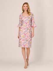 Adrianna Papell Pink Floral Printed Short Dress - Image 1 of 7