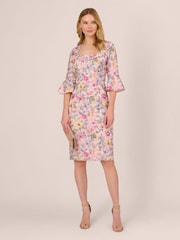 Adrianna Papell Pink Floral Printed Short Dress - Image 3 of 7