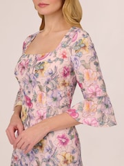 Adrianna Papell Pink Floral Printed Short Dress - Image 5 of 7