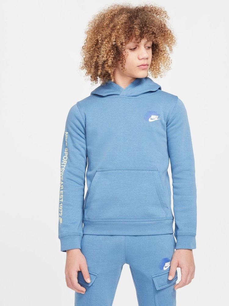 Nike Aegean Blue Multi Logo Overhead Hoodie - Image 1 of 7
