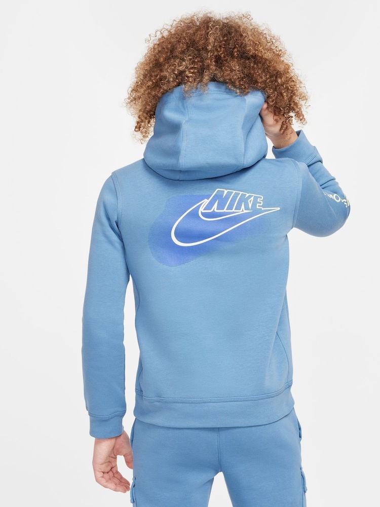 Nike Aegean Blue Multi Logo Overhead Hoodie - Image 2 of 7