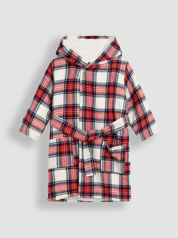 JoJo Maman Bébé Cream Tartan Cosy Robe - Image 1 of 3