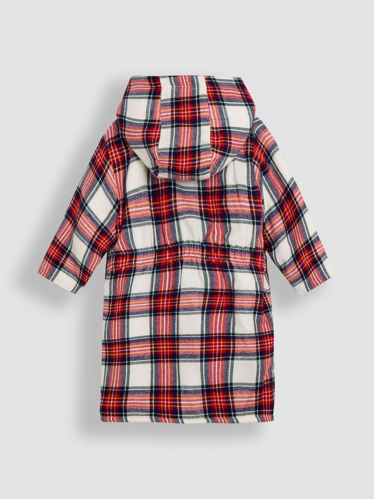 JoJo Maman Bébé Cream Tartan Cosy Robe - Image 2 of 3