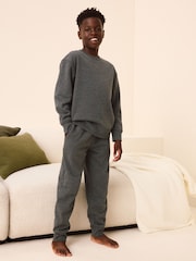 Charcoal Grey Fleece Lined Loungewear 100% Cotton Pyjamas (3-16yrs) - Image 1 of 8