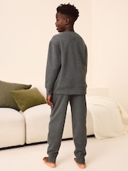 Charcoal Grey Fleece Lined Loungewear 100% Cotton Pyjamas (3-16yrs) - Image 2 of 8
