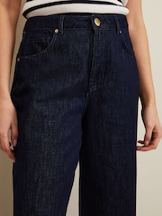 Phase Eight Blue Liana Dark Wash Wide Leg 100% Cotton Jeans - Image 4 of 7
