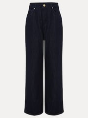 Phase Eight Blue Liana Dark Wash Wide Leg 100% Cotton Jeans - Image 7 of 7
