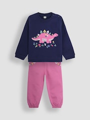 JoJo Maman Bébé Navy Dino Appliqué Sweatshirt And Joggers Set - Image 1 of 5