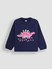 JoJo Maman Bébé Navy Dino Appliqué Sweatshirt And Joggers Set - Image 2 of 5