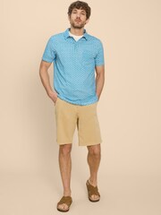 White Stuff Blue/White Pineapple Printed 100% Cotton Polo Shirt - Image 2 of 7