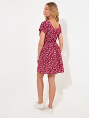 Joe Browns Red 100% Cotton Ditsy Print Scoop Neck Mini Dress - Image 3 of 7