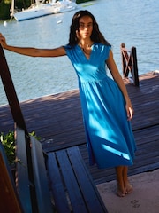 Boden Blue Chloe Notch Jersey Midi Dress - Image 1 of 6