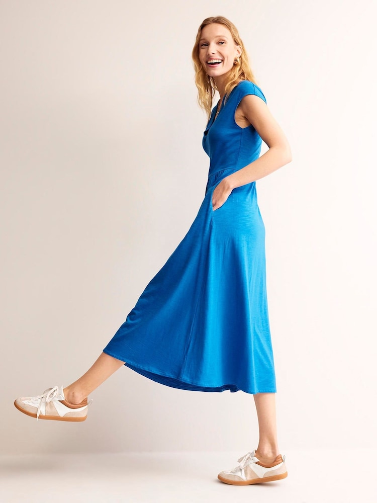 Boden Blue Chloe Notch Jersey Midi Dress - Image 2 of 6
